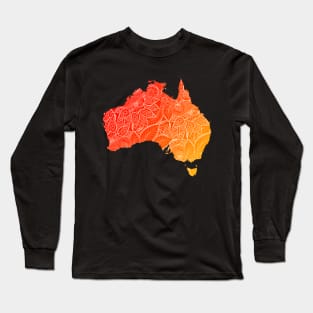 Colorful mandala art map of Australia with text in red and orange Long Sleeve T-Shirt
